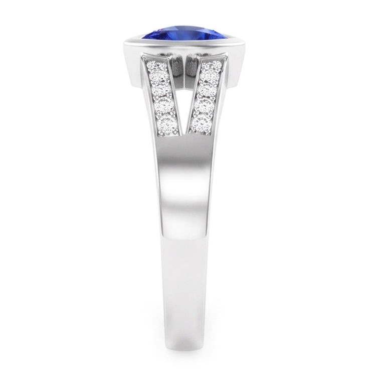 Bague de fiançailles diamant trillion bijoux saphir tige fendue 1 carat
