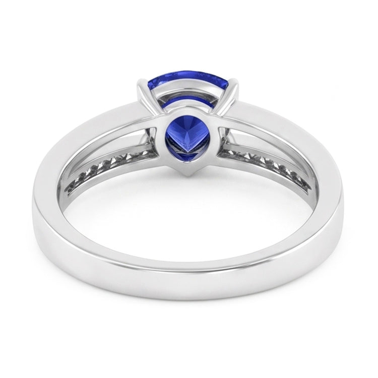 Bague de fiançailles diamant trillion bijoux saphir tige fendue 1 carat