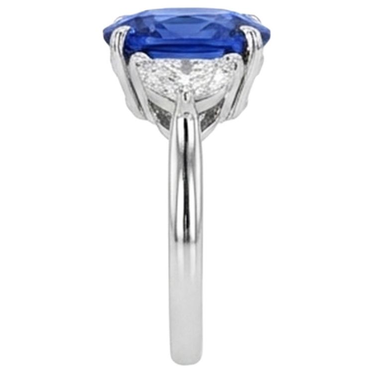 Bague de fiançailles diamant trois pierres et saphir bleu Or 8 carats 14K