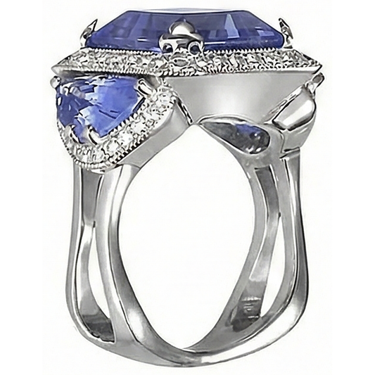 naturel trillion tanzanite 6.01carats bague angle de côté
