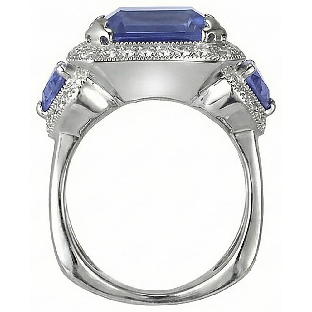 naturel trillion tanzanite 6.01carats bague vue de profil