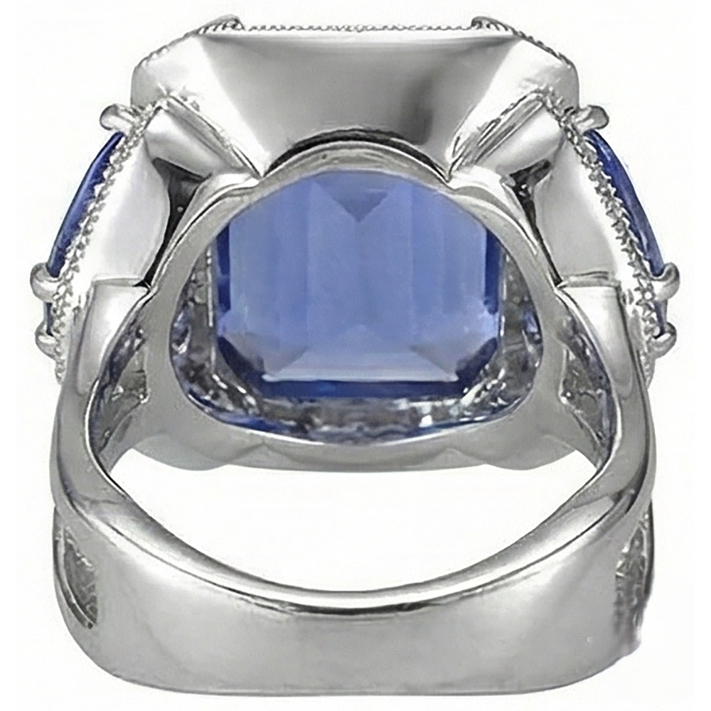 naturel trillion tanzanite 6.01carats bague sur blanc