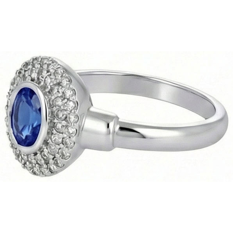Bague de fiançailles diamants saphir Sri Lanka taille ovale de 2.40 ct
