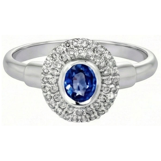 Bague de fiançailles diamants saphir Sri Lanka taille ovale de 2.40 ct