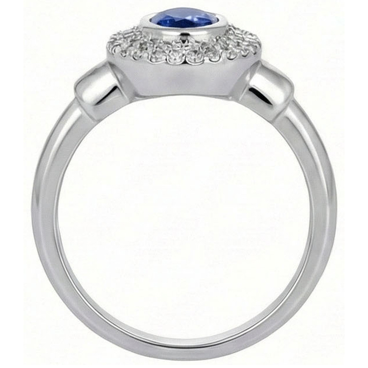 Bague de fiançailles diamants saphir Sri Lanka taille ovale de 2.40 ct