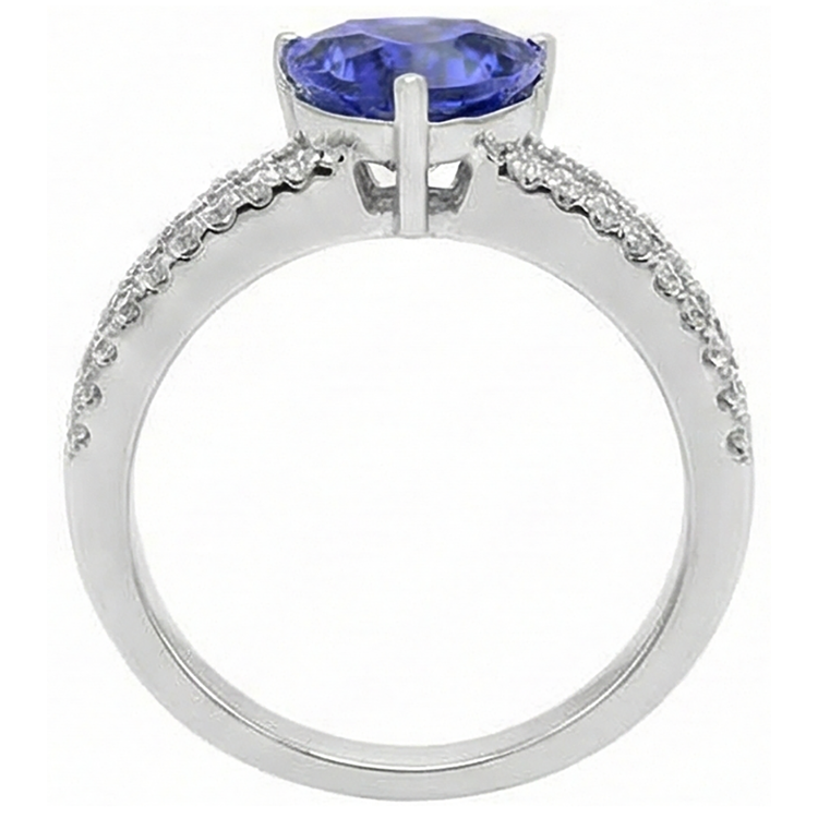 Bague de fiançailles diamants tanzanite de 4.01 cts en or blanc 14K