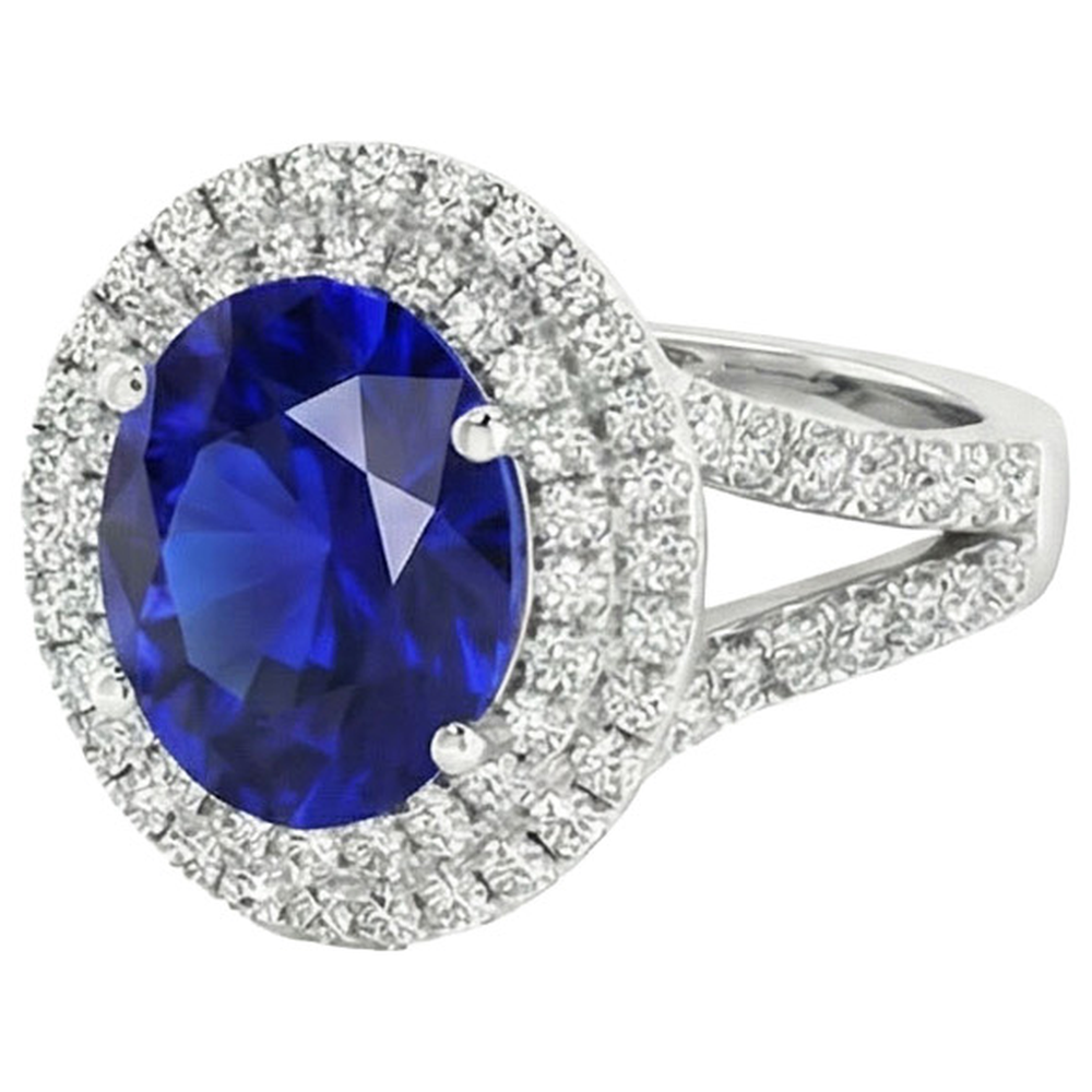 naturel oval diamant 6.75carats bague vue de face