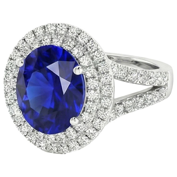 naturel oval diamant 6.75carats bague vue de face