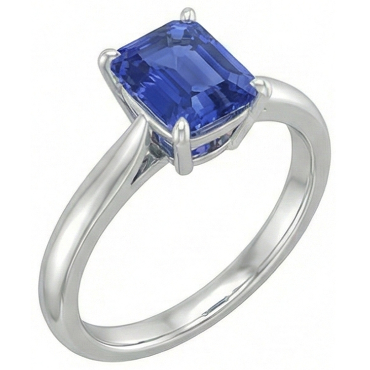 Bague de fiançailles émeraude Solitaire Srilanka Saphir 1.50 Carats