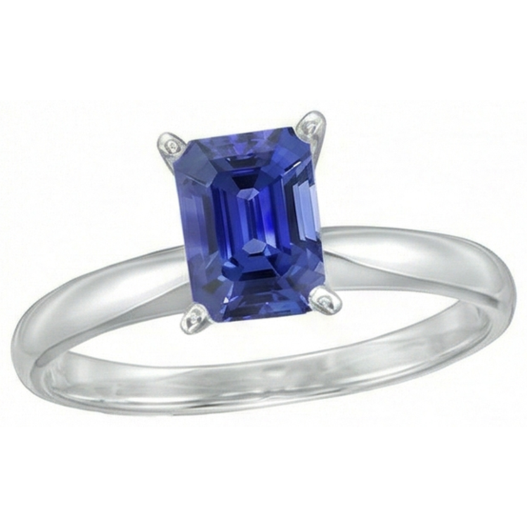 Bague de fiançailles émeraude Solitaire Srilanka Saphir 1.50 Carats