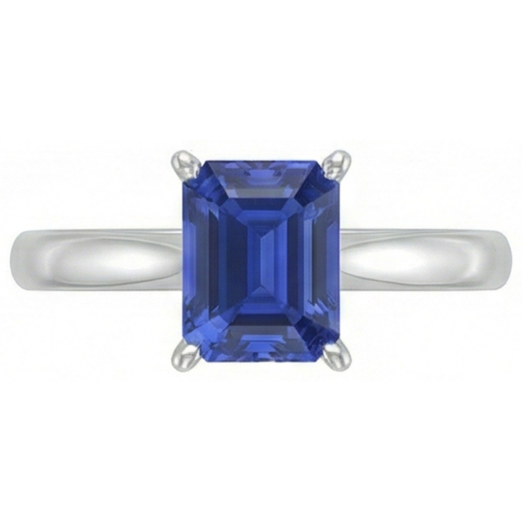 Bague de fiançailles émeraude Solitaire Srilanka Saphir 1.50 Carats