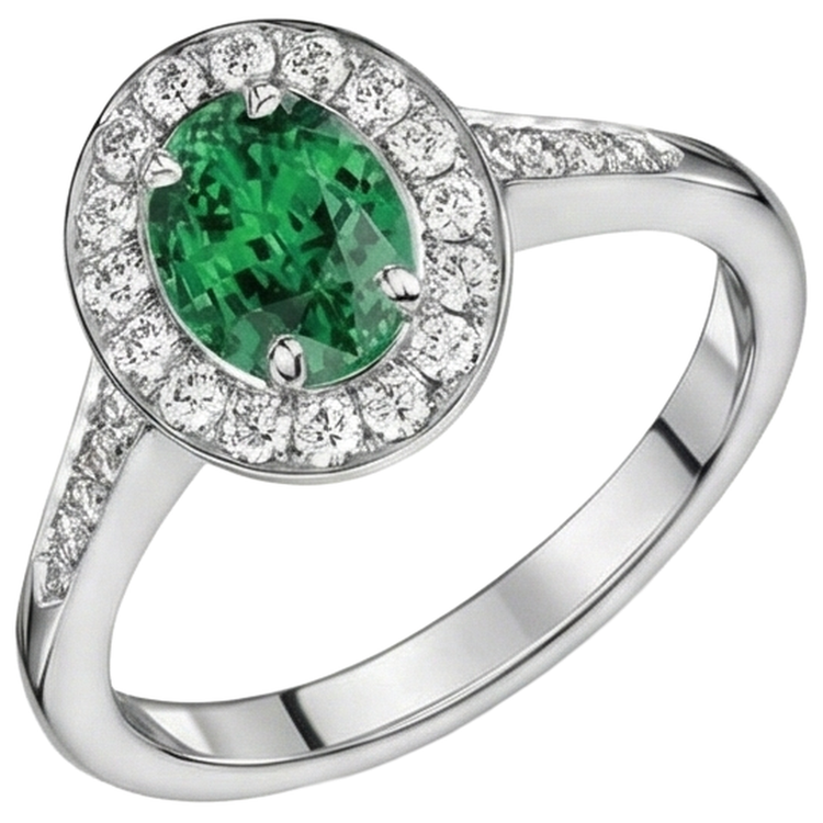 naturel oval diamant 3.75carats bague vue de profil