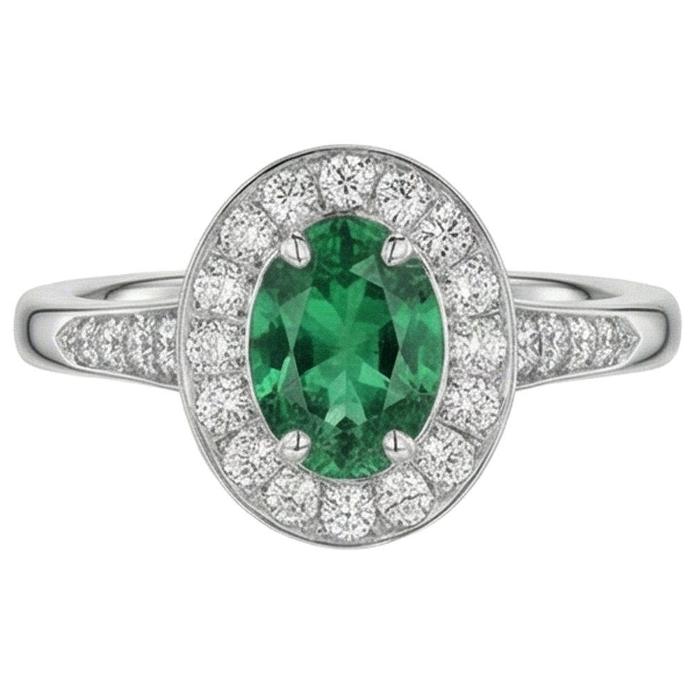 naturel oval diamant 3.75carats bague angle de côté