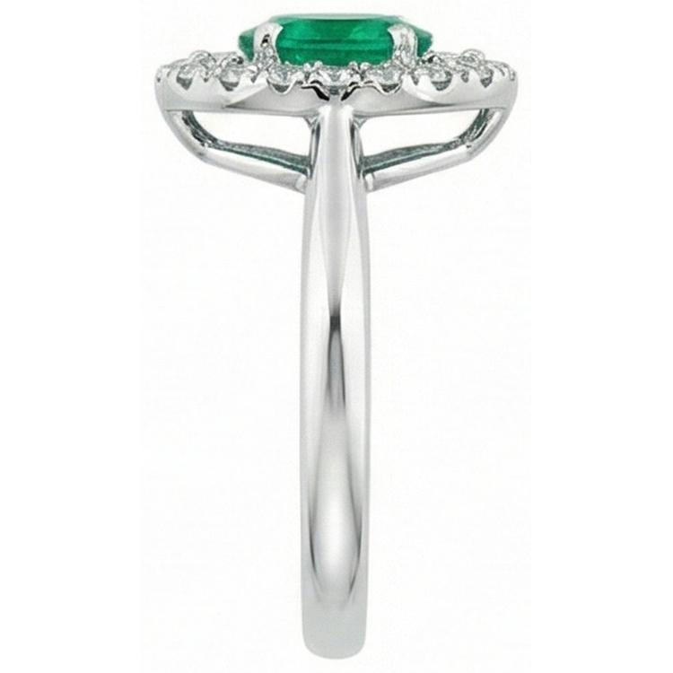 Bague de fiançailles émeraude verte et diamant 3.75 carats or blanc 14K