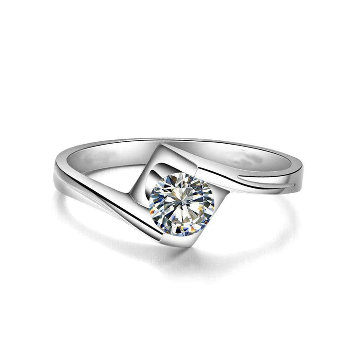 Bague de fiançailles en Réel diamant taille brillant solitaire de 3.20 ct