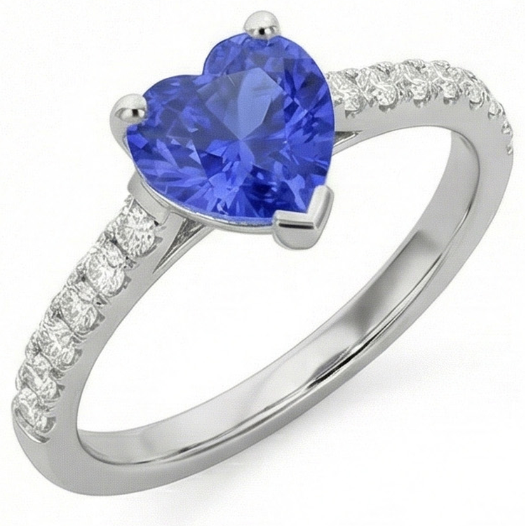 Bague de fiançailles en diamant Srilanka saphir sertie de pétoncles 3 carats