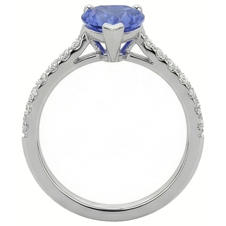 Bague de fiançailles en diamant Srilanka saphir sertie de pétoncles 3 carats
