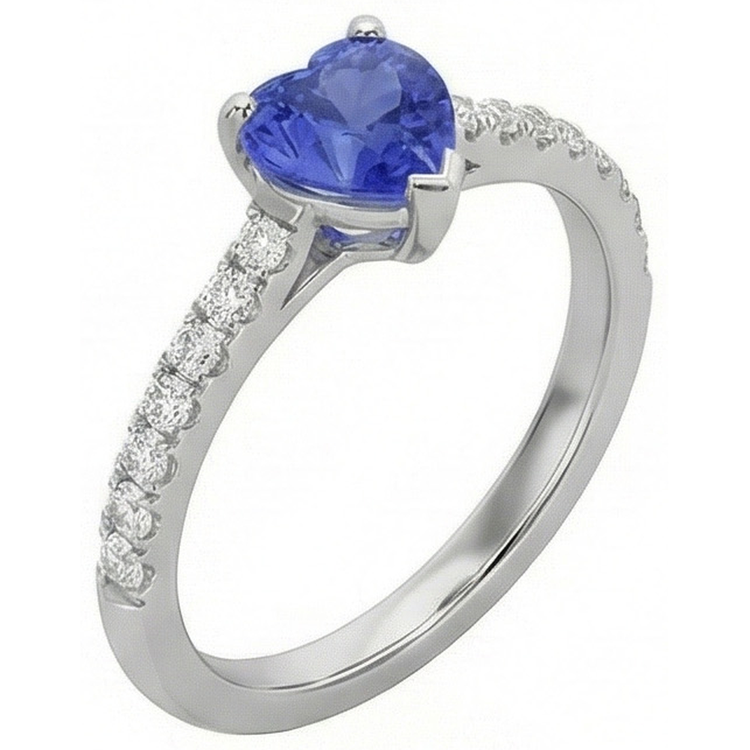 Bague de fiançailles en diamant Srilanka saphir sertie de pétoncles 3 carats