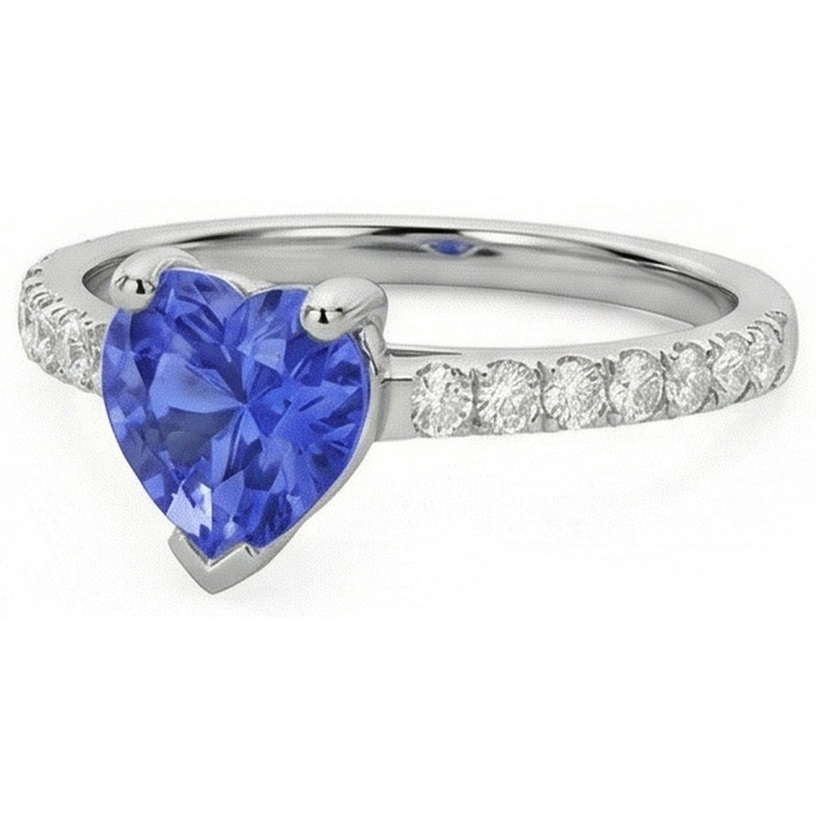 Bague de fiançailles en diamant Srilanka saphir sertie de pétoncles 3 carats