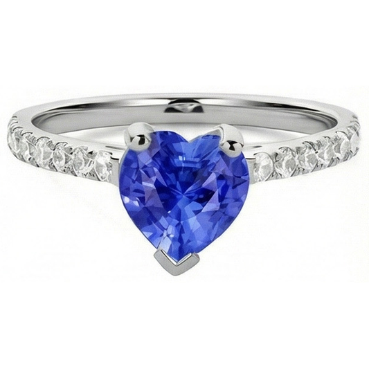 Bague de fiançailles en diamant Srilanka saphir sertie de pétoncles 3 carats
