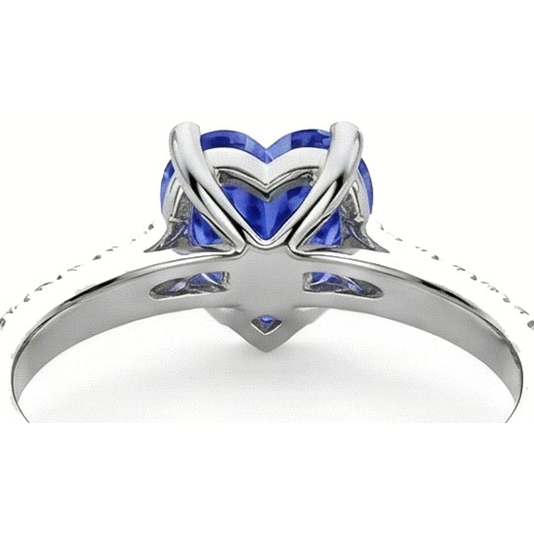 Bague de fiançailles en diamant Srilanka saphir sertie de pétoncles 3 carats