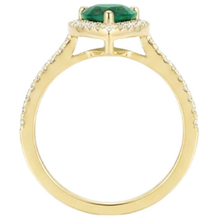Bague de fiançailles en émeraude verte en forme de poire de 3.95 ct avec diamant