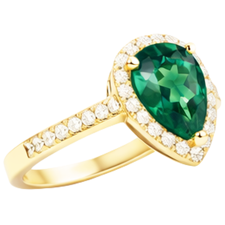Bague de fiançailles en émeraude verte en forme de poire de 3.95 ct avec diamant