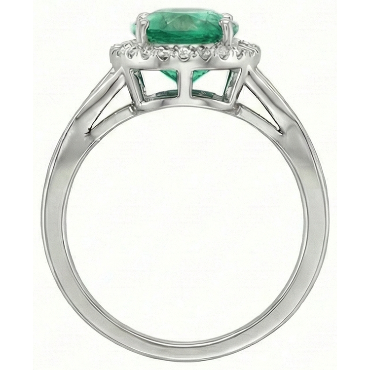 Bague de fiançailles en émeraude verte ovale de 3.5 ct avec diamant