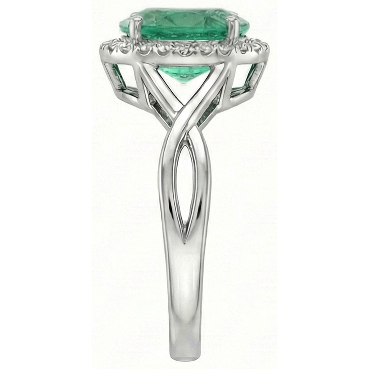 Bague de fiançailles en émeraude verte ovale de 3.5 ct avec diamant