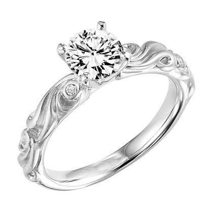 Bague de fiançailles en filigrane avec Réel diamants ronds en or blanc 2.50 ct 14K