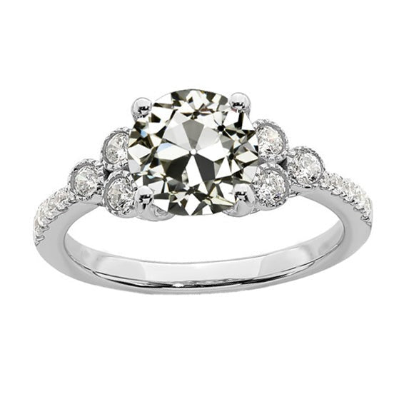 Bague de fiançailles en or 14K avec Réel diamants ronds taille ancienne 3.50 carats bijoux