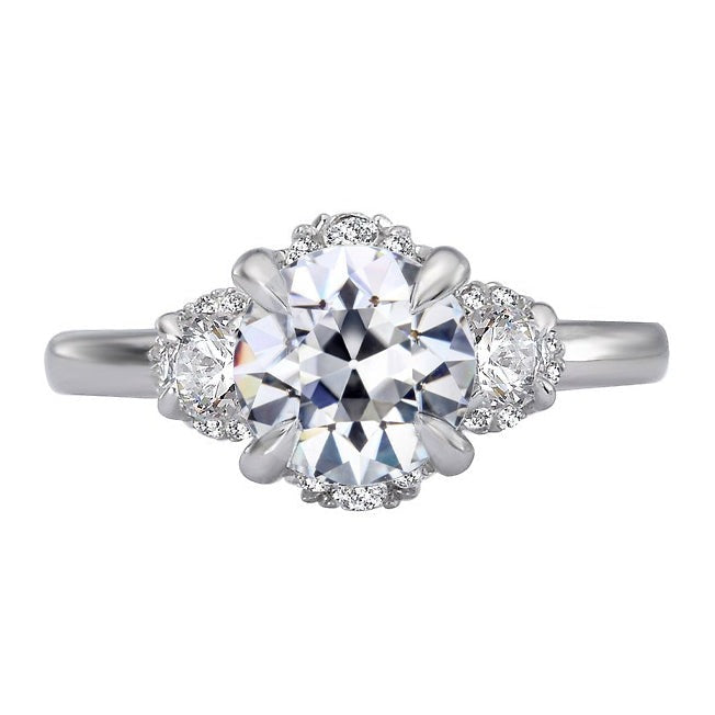 Bague de fiançailles en or 14K avec Réel diamants taillés dans une ancienne mine 6,50 carats