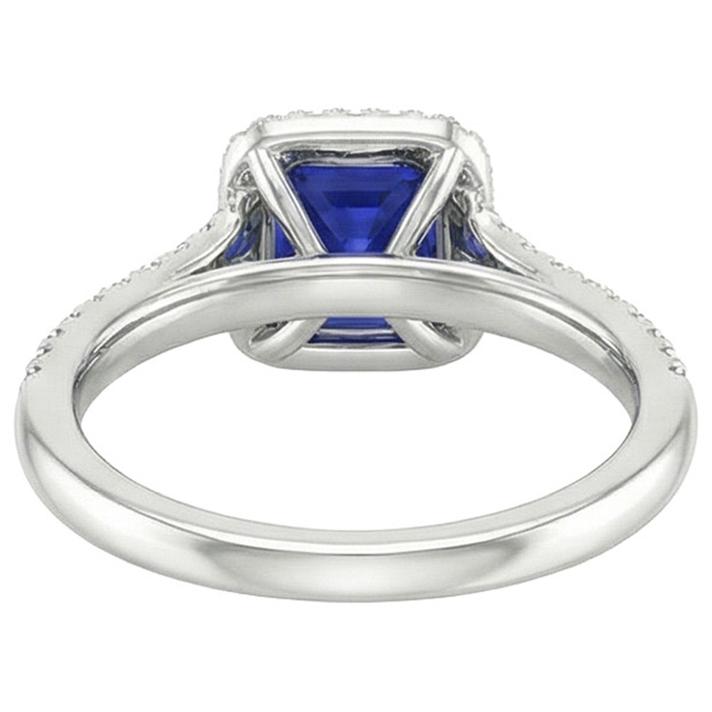 naturel asscher saphir 3.25carats bague sur blanc