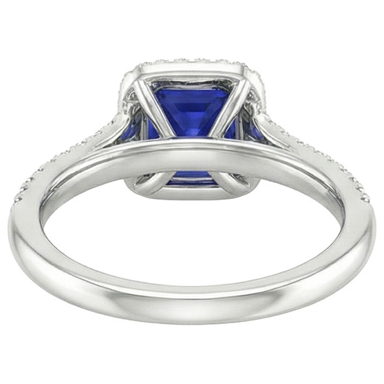 naturel asscher saphir 3.25carats bague sur blanc