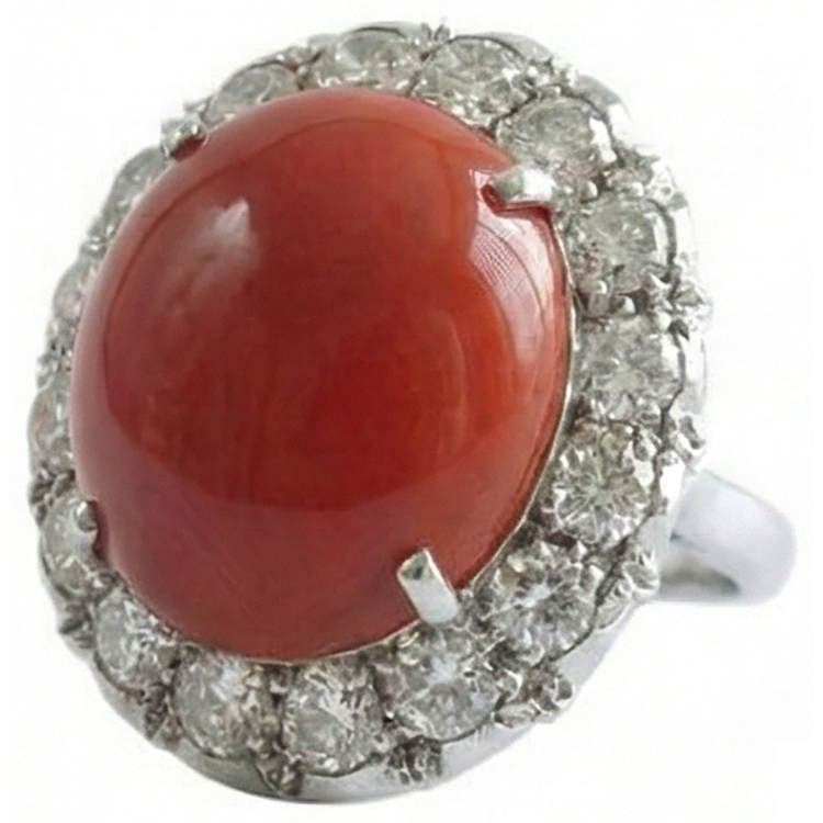 naturel oval diamant 14.50carats bague détail rapproché