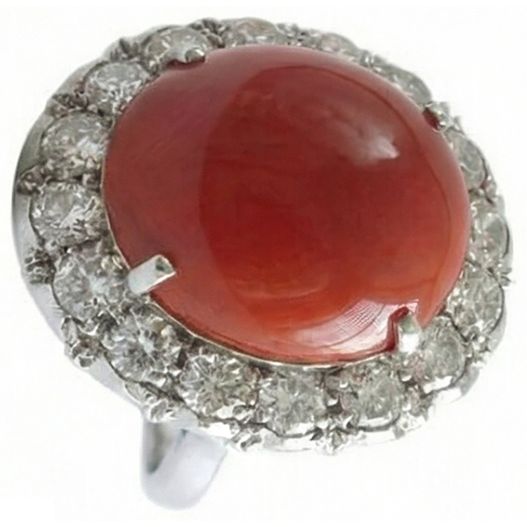 naturel oval diamant 14.50carats bague vue de profil