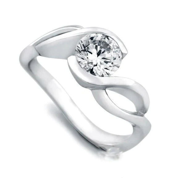 Bague de fiançailles en or blanc 14K Coupe Ronde avec Naturel diamants de 2,75 ct