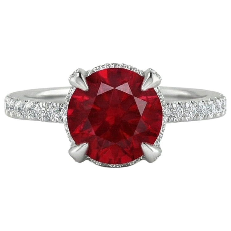 naturel oval rubis 3.80carats bague vue de face