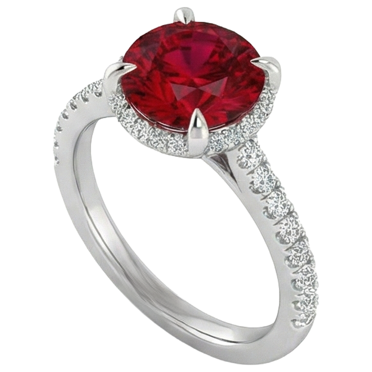 naturel oval rubis 3.80carats bague détail rapproché