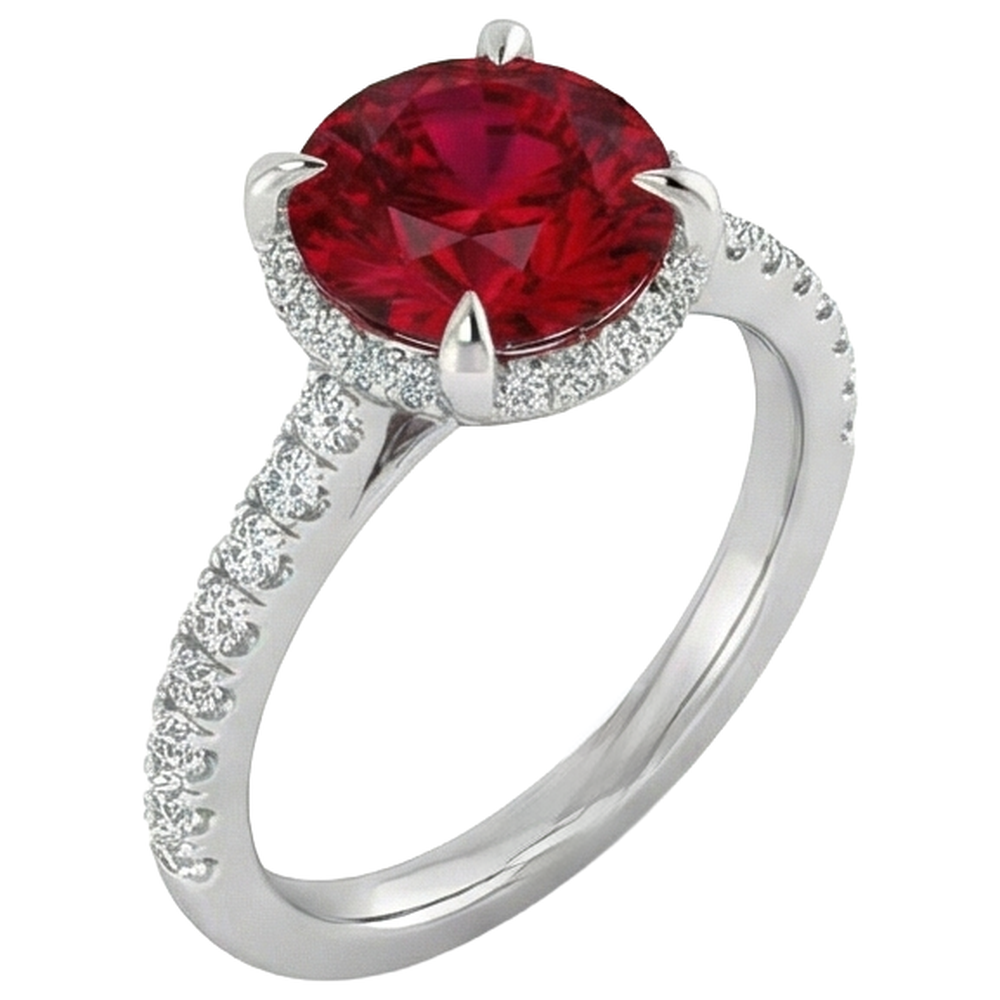 naturel oval rubis 3.80carats bague vue de dessus