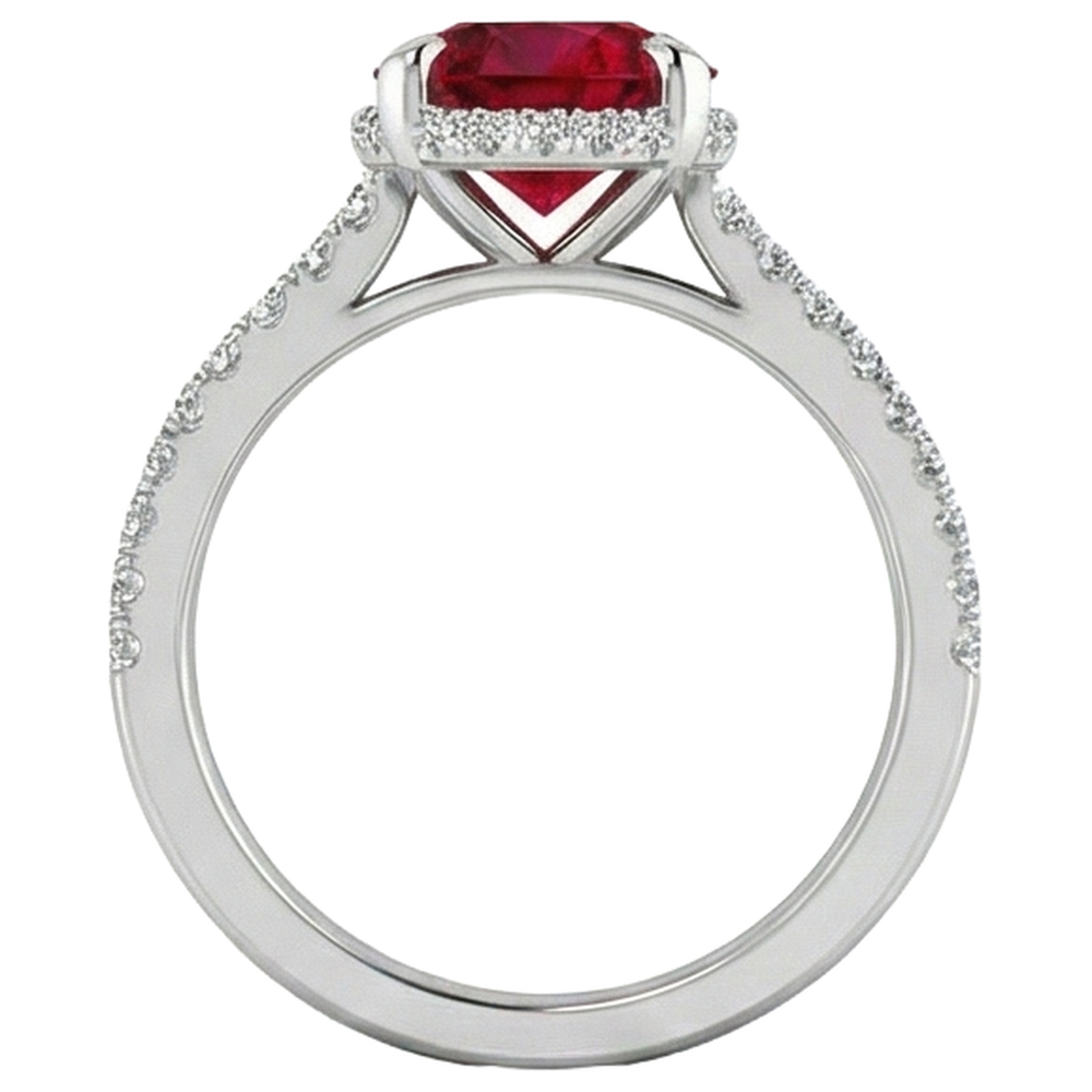 naturel oval rubis 3.80carats bague sur blanc