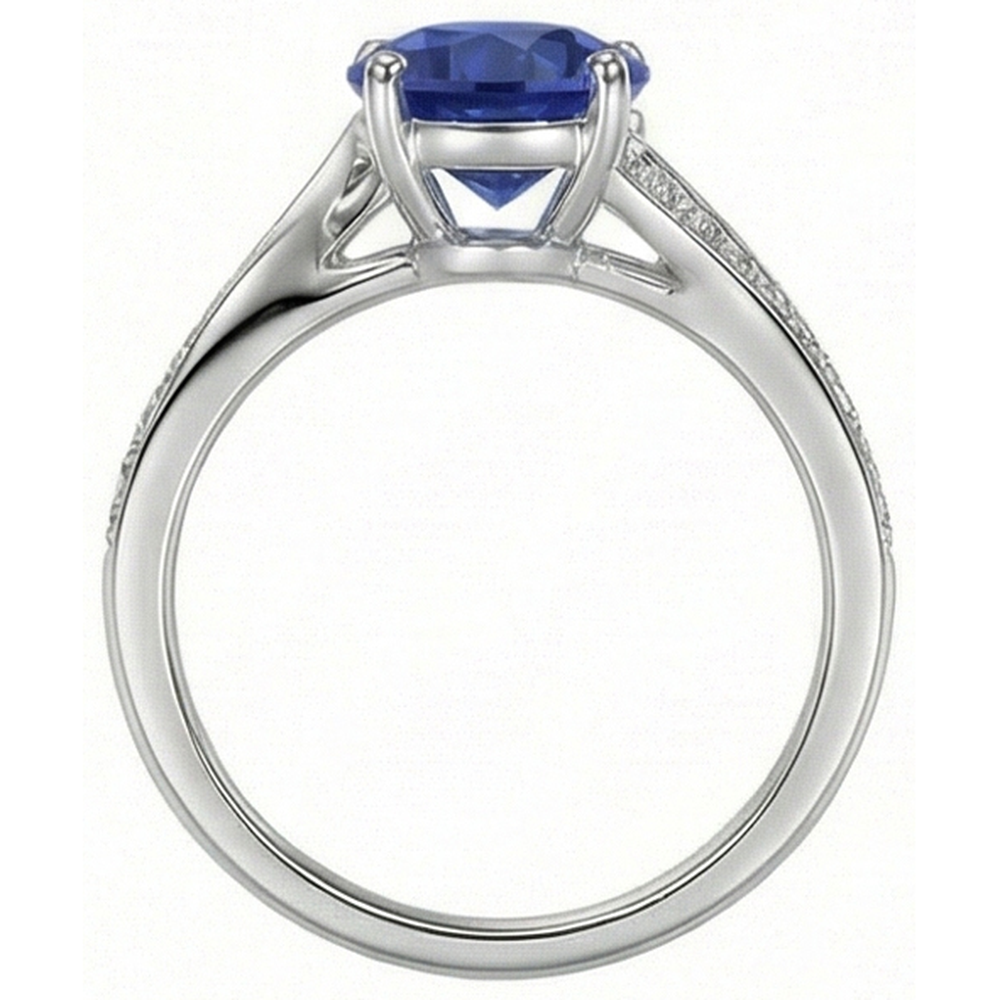 naturel round saphir 3carats bague sur blanc