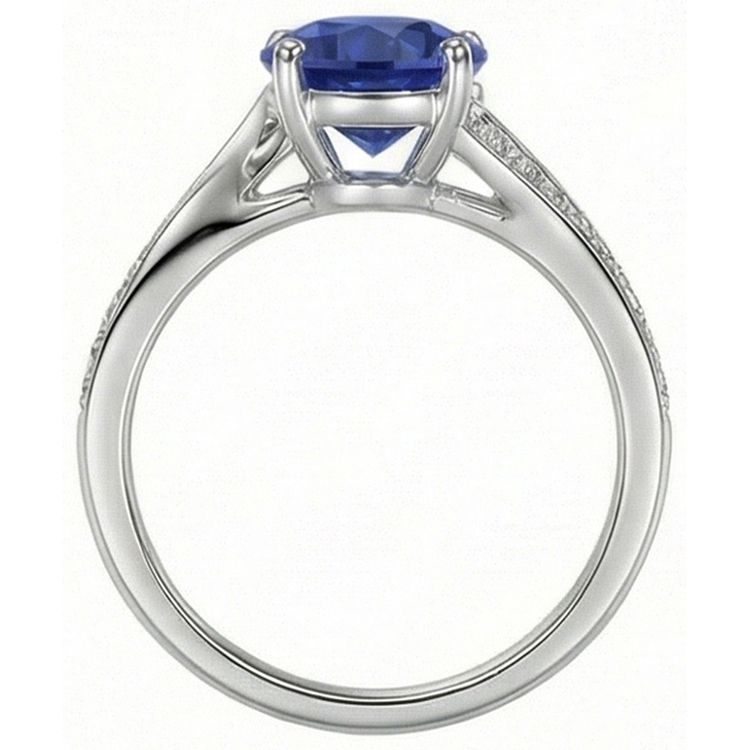 naturel round saphir 3carats bague sur blanc
