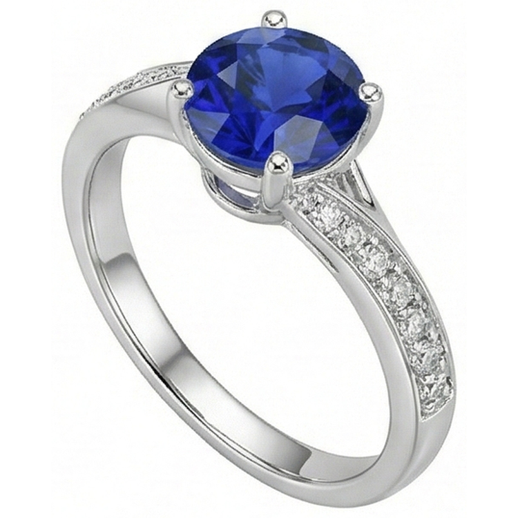 naturel round saphir 3carats bague détail rapproché