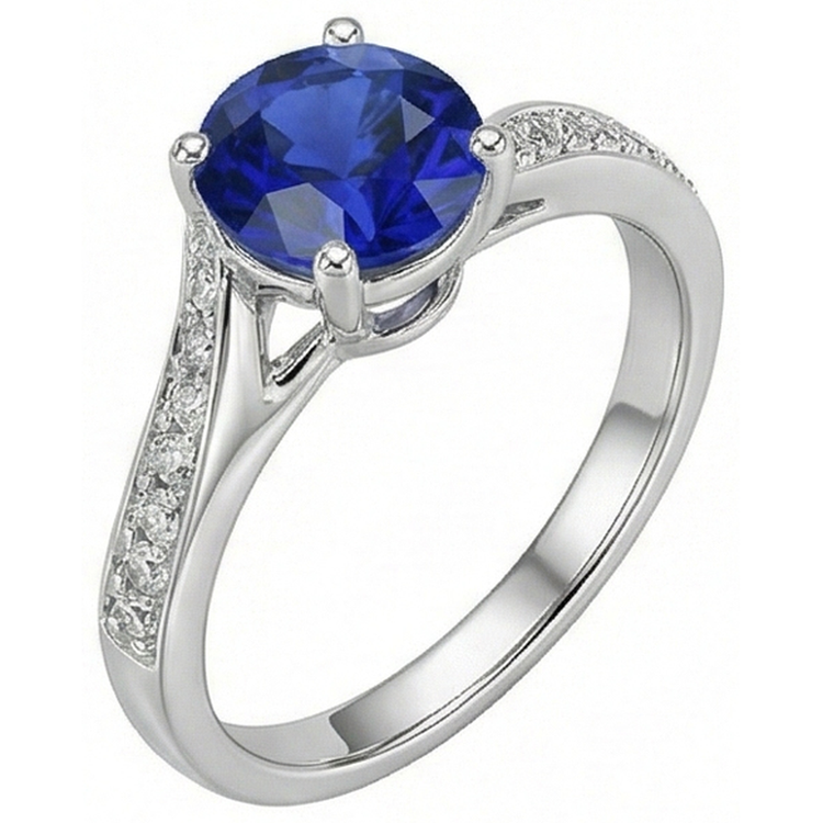 naturel round saphir 3carats bague vue de face