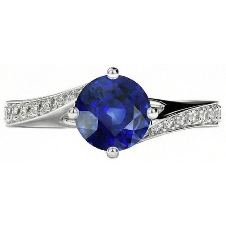 naturel round saphir 3carats bague vue de dessus