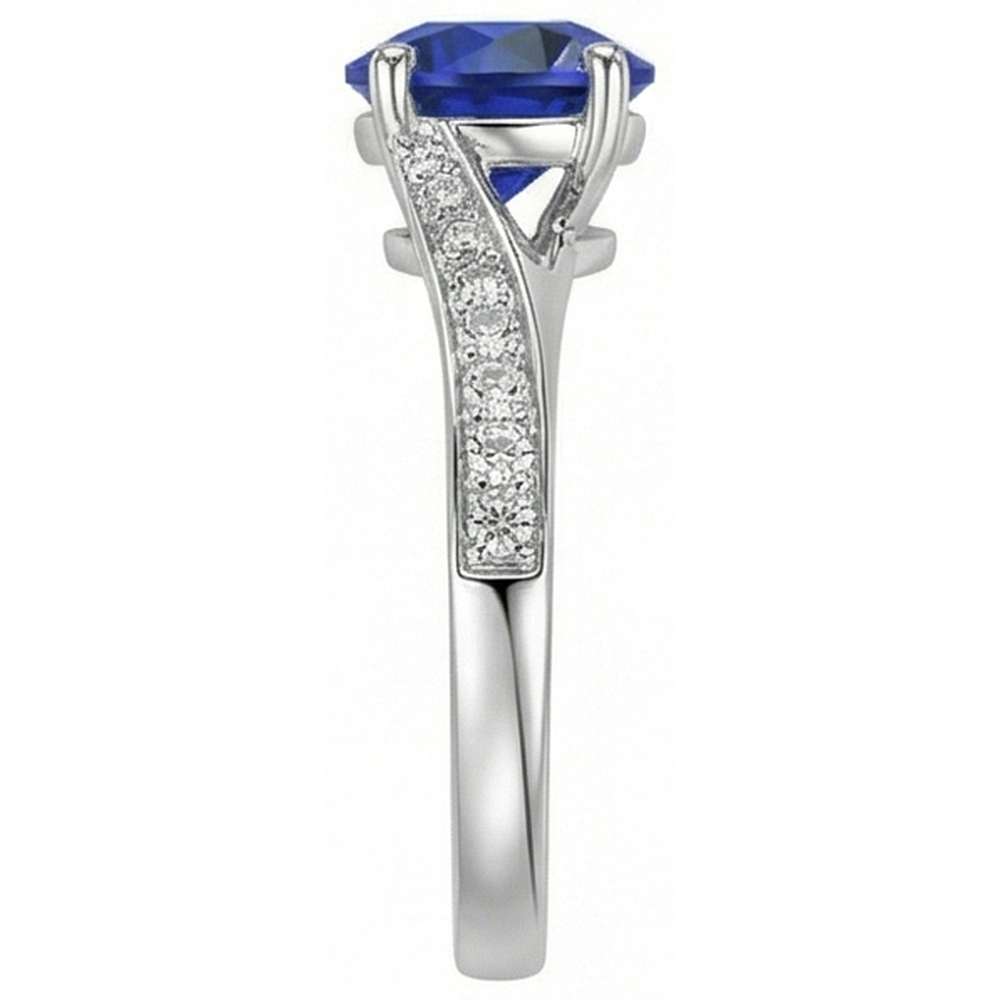 naturel round saphir 3carats bague vue de profil