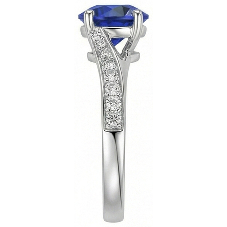 naturel round saphir 3carats bague vue de profil