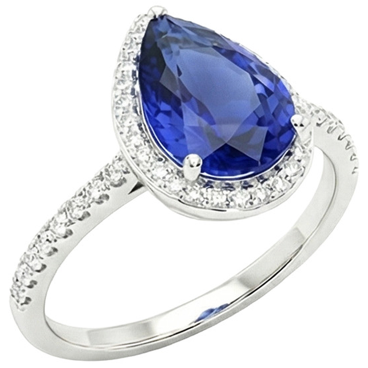 naturel pear diamant 4carats bague détail rapproché