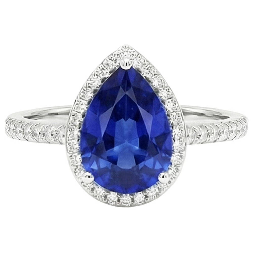 naturel pear diamant 4carats bague vue de dessus